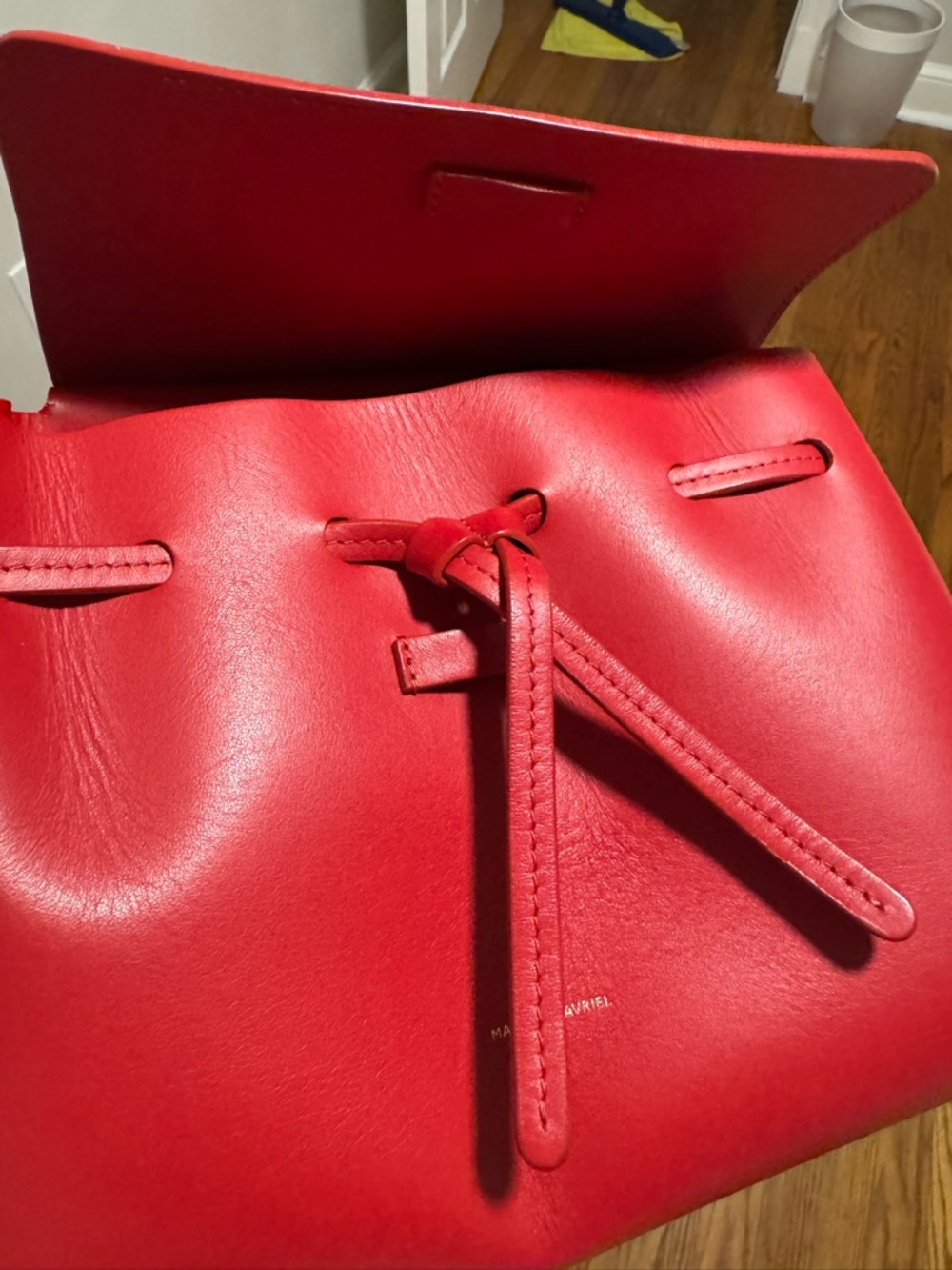 Mansur Gavriel Red Leather Women's Top-Handle Purse - Picture 5 of 7